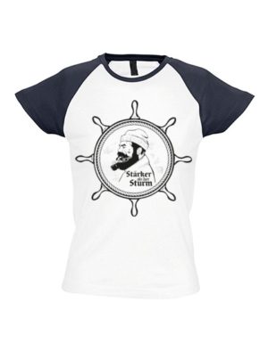 Baseball-Shirt Damen – STÄRKER ALS DER STURM – Motiv schwarz