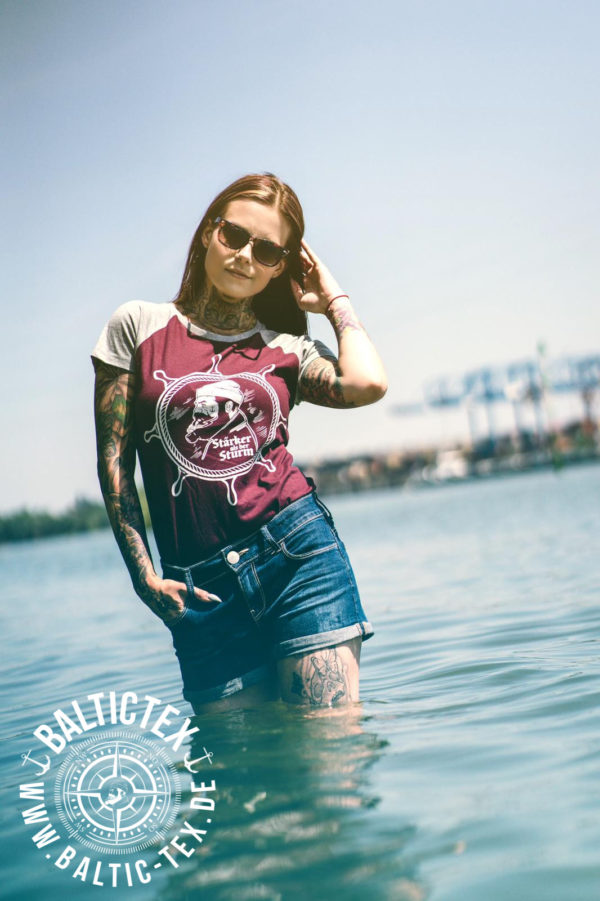 Baseball-Shirt Damen - STÄRKER ALS DER STURM - Motiv weiß